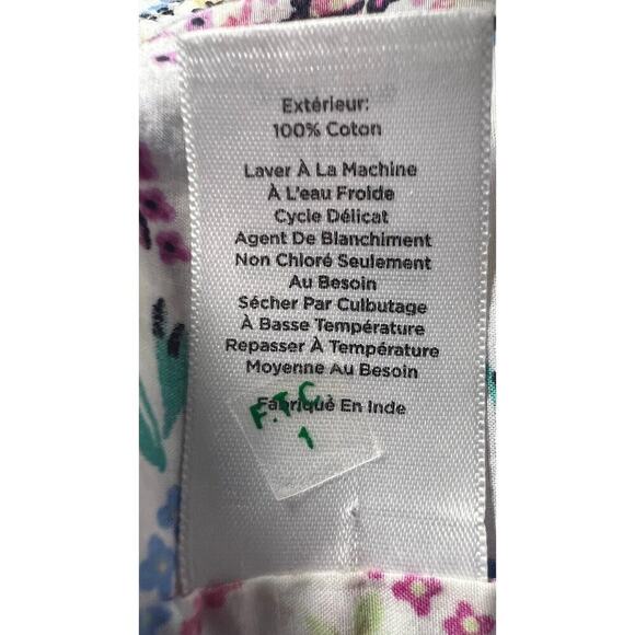 Talbots White pink paisley Floral Loose Popover Blouse 100% Cotton Sz Large - Picture 5 of 7